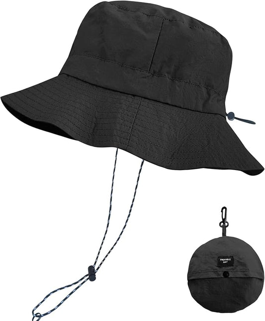 PFFY Packable Sun Bucket Hat for Men Women Outdoor UV Protection Sun Hats Waterproof Lightweight Hiking Outdoor Cap