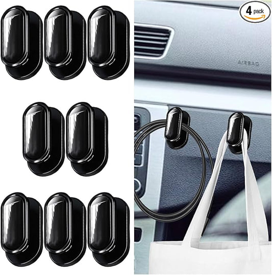 KITUREK Car Mini Hooks, Multifunctional Strong Self-Adhesive Backseat Hangers, Wall Hanging Hooks, Universal Hook Stickers, Car Interior Accessories for Key Charging Cable Earphone (8PCS Glossy)