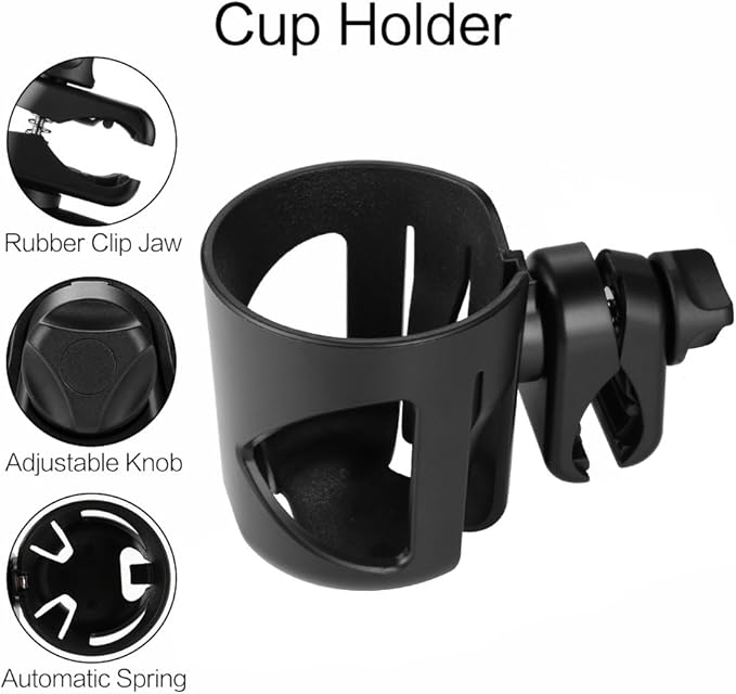 Accmor Stroller Cup Holder, Universal Cup Holder for Walker Wheelchair Bike, 360° Rotatable Stroller Cup Holder Attachment Accessories for Walker, Wheelchair, Scooter