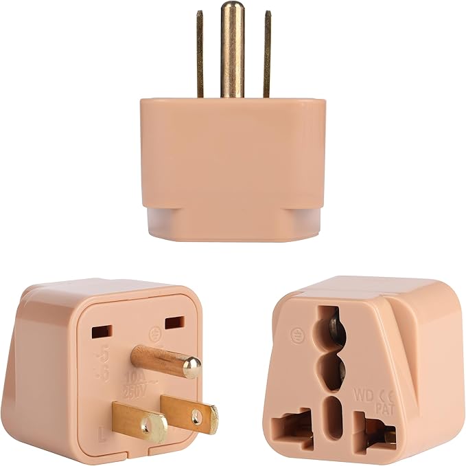 Bates- Universal Adapter, 3 Pack, Vintage Colors, UK to US Plug Adapter, Universal Plug Adapter Plug, Universal Travel Adapter, European to American Plug Adapter, Europe to US Plug Adapter