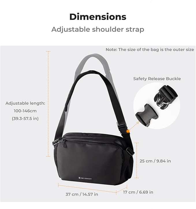 K&F CONCEPT Camera Sling Bag Crossbody Bag Waterproof Camera Shoulder Backpack DSLR/SLR/Mirrorless Camera Case