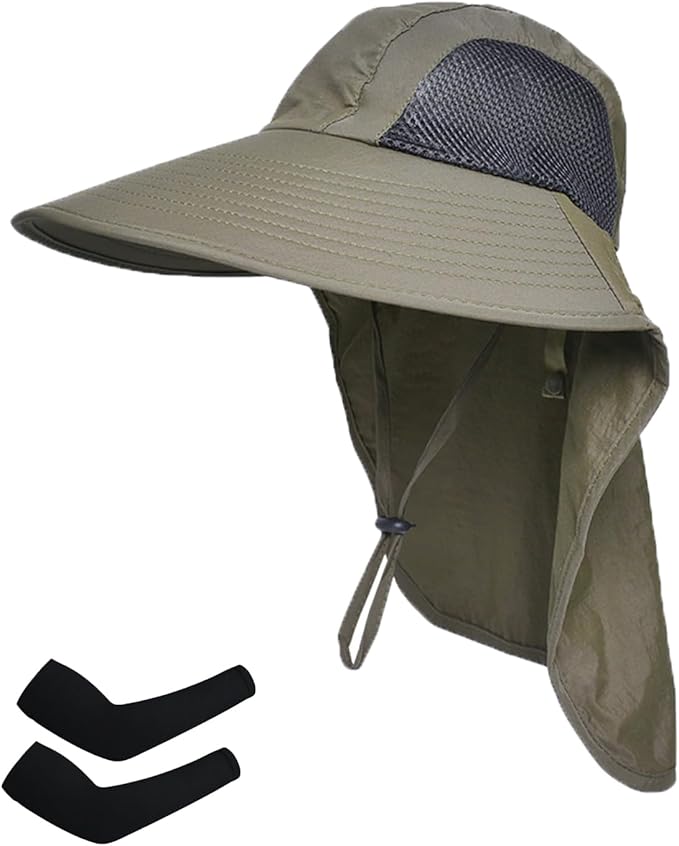 Sun Hat for Men Women with Neck Flap,UPF 50+ UV Protective Hiking Fishing Hats,Wide Brim Sun Hat for Women&Men