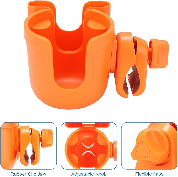 Accmor Stroller Cup Holder with Phone Holder, Bike Cup Holder, Universal Cup Holder for Uppababy Nuna Doona Strollers, 2-in-1 Cup Holder for Walker, Wheelchair, Scooter