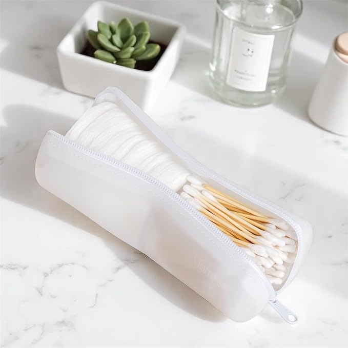 Cotton Round Swab Travel Case, 2 in 1 Portable Hair Accessories Organizer, Hair Tie and Bobby Pin Holder, Travel Qtips Case, Purse Organization, Floss Holder