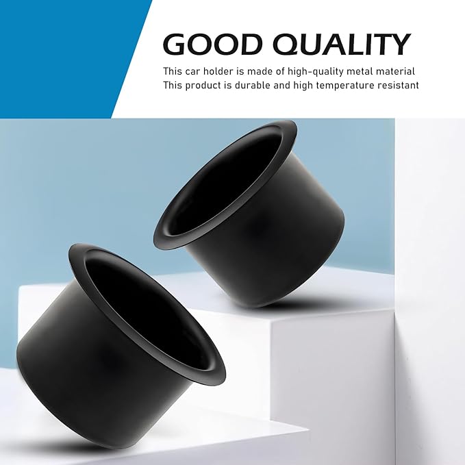 2PCS Car Cup Holder Insert, Recessed Drop in Metal Cup Drink Can Holder, Large Capacity Cup Holder Replacement Accessories, Universal for RV Boat Car Couch Golf Cart (Black)