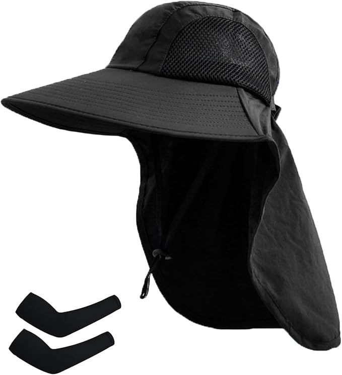 Sun Hat for Men Women with Neck Flap,UPF 50+ UV Protective Hiking Fishing Hats,Wide Brim Sun Hat for Women&Men