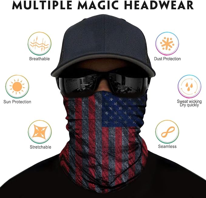 Neck Gaiter for Men Women Headwear Bandana Head Wrap Face Scarf Mask Cover Warmer Balaclava-Seamless & Versatile
