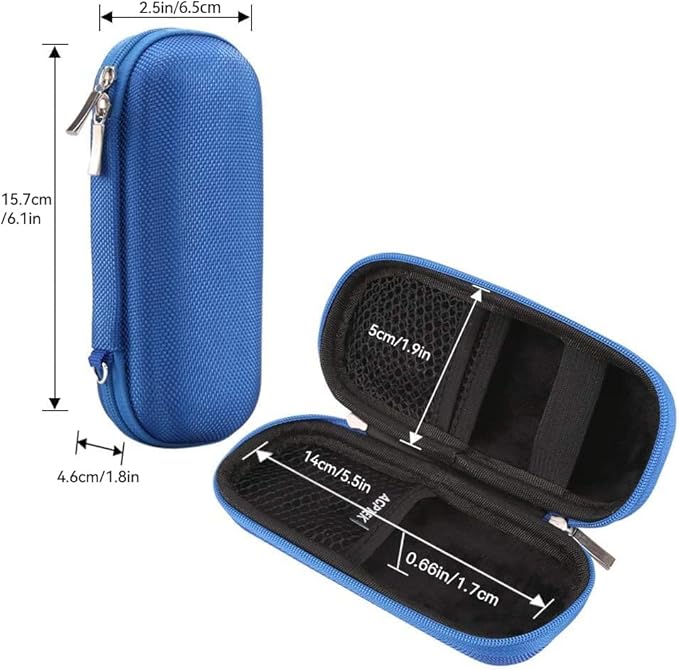 AGPTEK Carrying Case, EVA Zipper Carrying Hard Case Cover for Digital Voice Recorders, MP3 Players, Storage Holder for 3D Printing Pen, USB Cable, Earphones, Memory Cards, U Disk, Blue