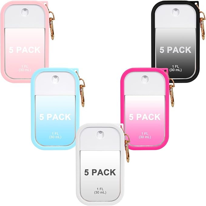 5 Pack Hand Sanitizer Spray Case with Keychain Compatible with Touch-land, Silicone Hand Sanitizer Case Holder for Touch-land Mist Case 1FL OZ