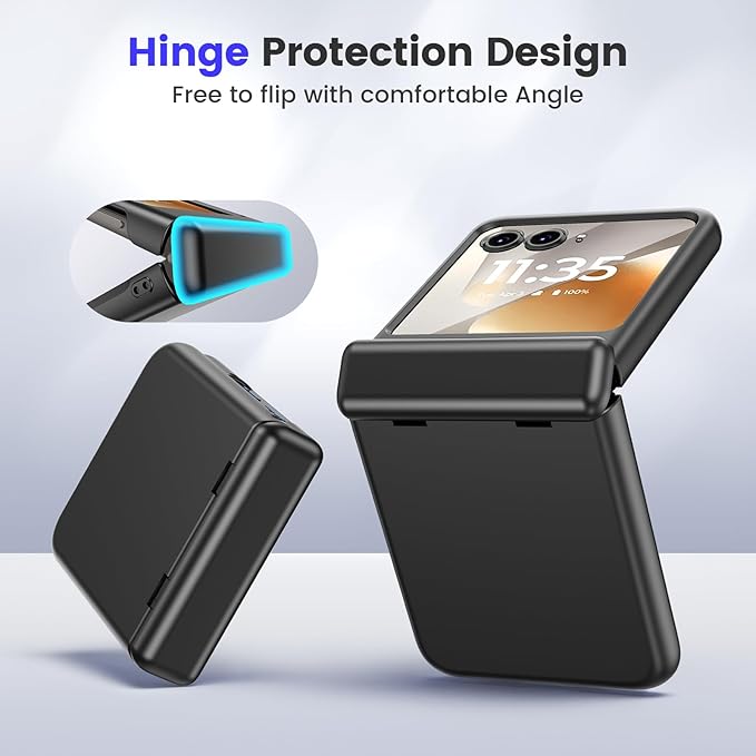 VEGO for Motorola Razr 2026/2025/2024 Case[Compatible with MagSafe][Built-in Screen Protector][Hinge Protection] Hard PC Full-Body Drop Protection Shockproof Phone Case for Razr 2026-Spray Black