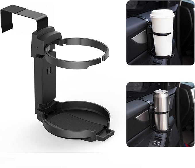 LITTLEMOLE Car Cup Holder, Vehicle Door Cup Holder, Adjustable Folding Drink Holder for Truck Interior, Soda Cans, Water Bottles, Coffee