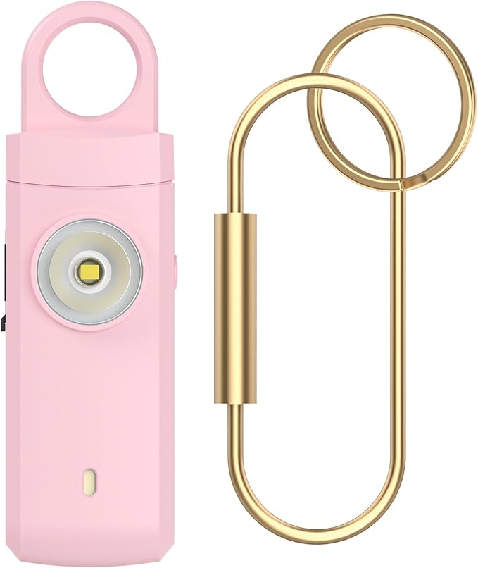 Rechargeable Personal Alarm for Women - Christmas Birthday Gifts for Women, Daughter, College Student, Teen Girl, Elders, Kids, Siren Alarm, Safety Keychain, USB Charging, Pink