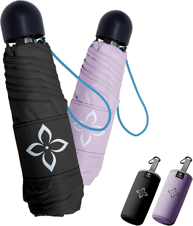 Mini Travel Umbrella for Rain - 43" Large Coverage Small Compact Umbrella, Reinforced Strong Frame, Lightweight Portable Parasol with UPF 100+ UV Protection, Gifts for Adults, Seniors & Students