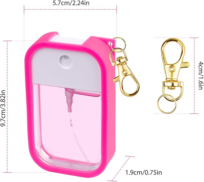 Silicone Case Compatible with Touchland Hand Sanitizer Spray, Protective Case with Keychain for Power Mist and Glow Mist 1 fl oz, Hand Sanitizer Spray Accessory (Hot Pink, 1 Pack)