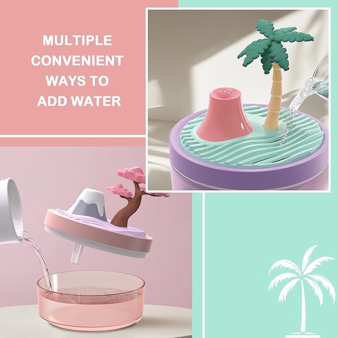 Cute Mini Humidifier 320mL Cool Mist Humidifie mute with 2 Mist Modes, for Home/Nursery/Office, Portable Mini Air Moisturizer,rechargeable mini humidifier(Blue)