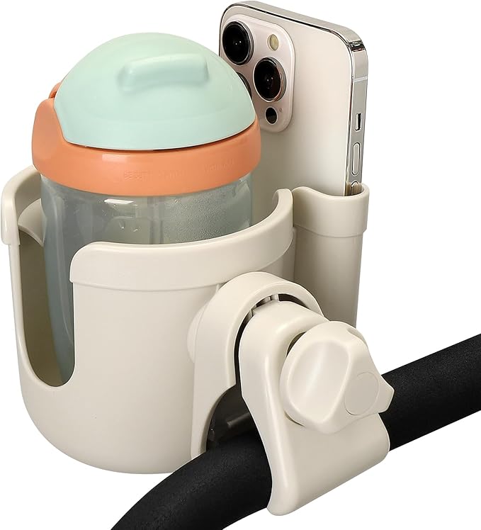 Accmor Stroller Cup Holder with Phone Holder, Bike Cup Holder, Universal Cup Holder for Uppababy Nuna Doona Strollers, 2-in-1 Cup Holder for Walker, Wheelchair, Scooter