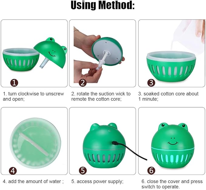 JTLB Portable Mini USB Mist Humidifier for Travel, Car, Office, Bedroom, Frog