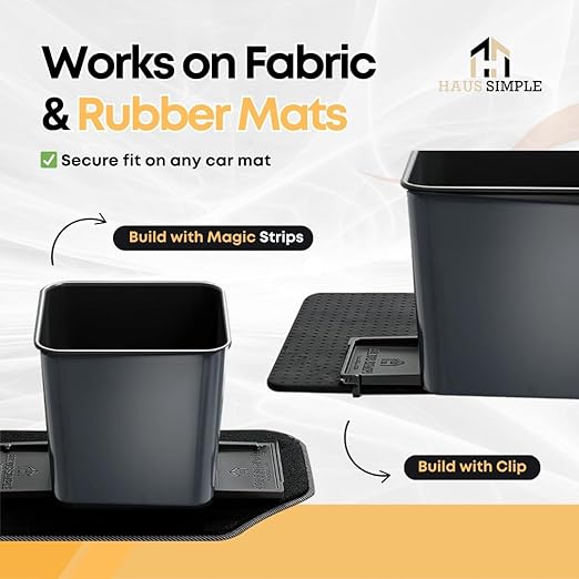 Car Trash Can with Stability Wings – Leakproof Portable Garbage Bin for Fabric & Rubber Mats – Compact Durable Plastic Auto Organizer for Cars, SUVs, Trucks (Gray, Small)