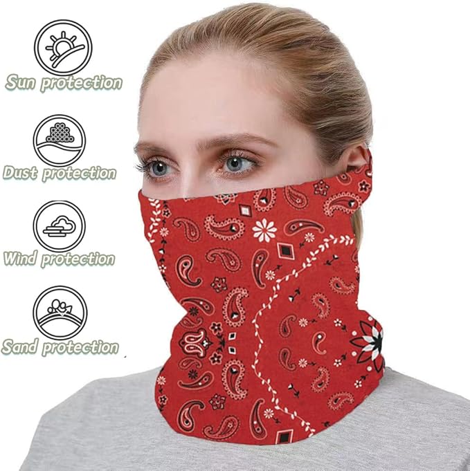 Neck Gaiter Face Cover Bandana Mask Scarf, Breathable Sun& Dust-proof for Cycling Running Fishing Hiking