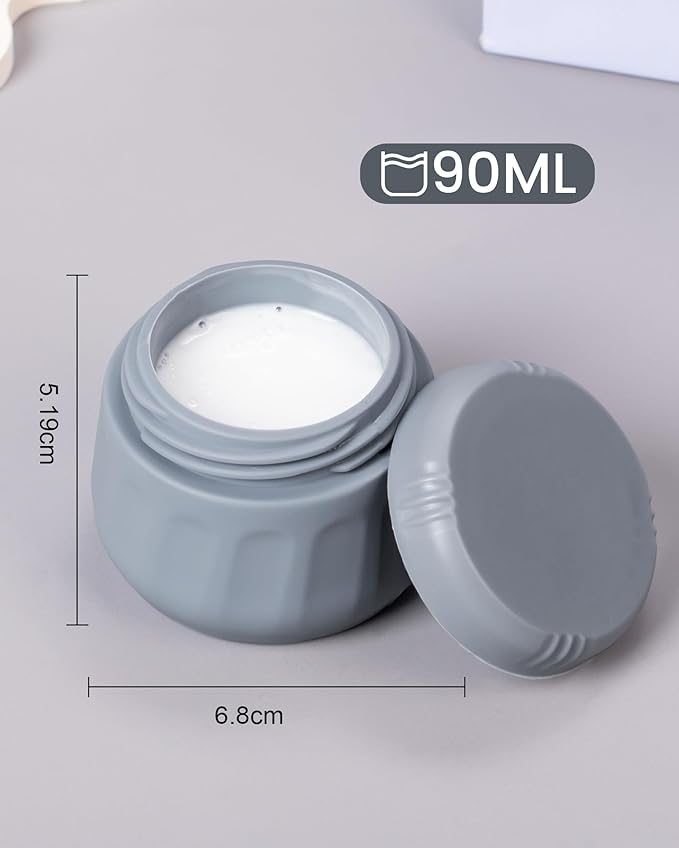 Mrsdry Travel Containers for Toiletries, TSA Approved Travel Size Toiletries 4 Pack, Refillable Containers, With Clear Bag, Leak Proof Silicone Jars, Essentials Creams Jars Carrying Small Items