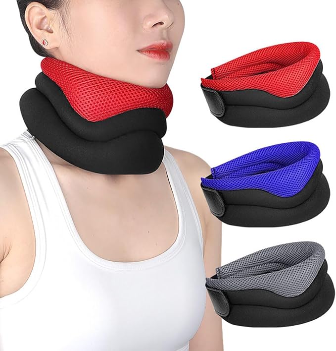 Vitavix Neck Support for Snoring, Necksupport - Never Snore Again, Relieve Injury Spine Pressure, Neck Brace for Sleeping, Adjustable Soft Foam Neck Brace Cervical Collar (Red)