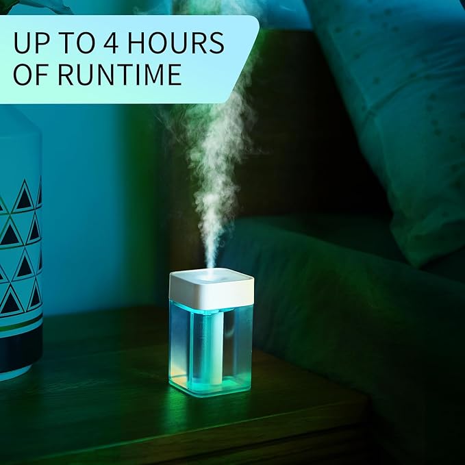 Portable Small Humidifier, Auto Shut-Off USB Personal Desktop Humidifier for Car, Office Room, Bedroom (Colorless)