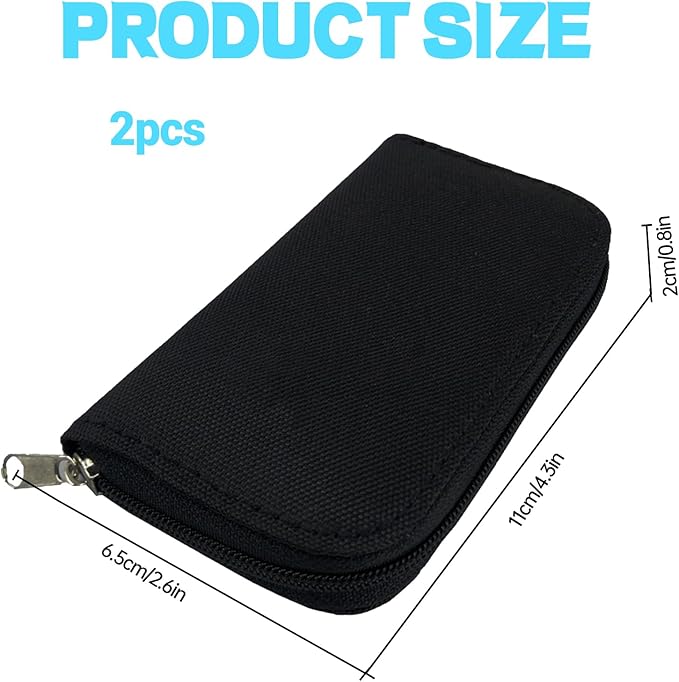 SD Card Holder Case,Micro SD Card Holder,Portable 22 Memory Card Case for 18 SD and 4 CF (Black / 22 Slots - 2 Pack)