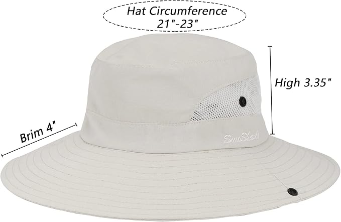 Womens Summer Sun-Hat Outdoor UV Protection Fishing Hat Wide Brim Foldable-Beach-Bucket-Hat with Ponytail-Hole