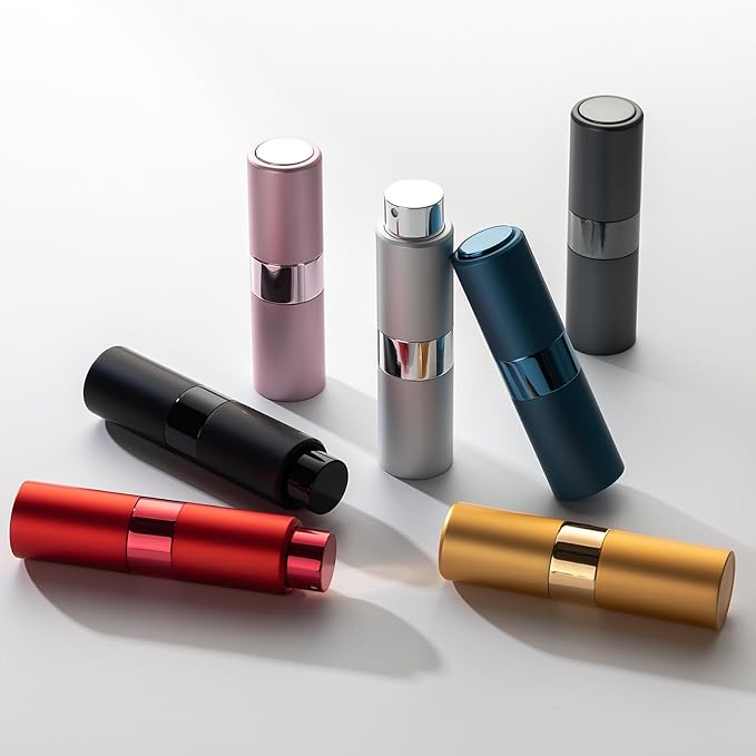 Cologne Travel Bottle 20ml - Large Size Perfume Atomizer Refillable for Men - Pocket Empty Fragrance Sprayer for Refill - 0.67oz Portable Twist Spray Sample Container for Purse Pink & Gold