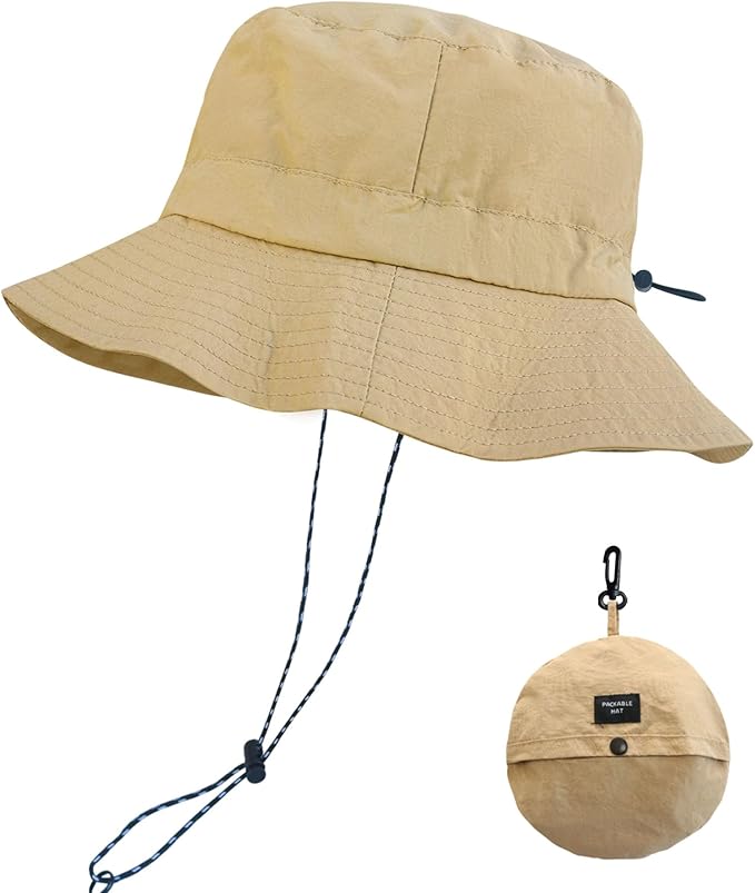 PFFY Packable Sun Bucket Hat for Men Women Outdoor UV Protection Sun Hats Waterproof Lightweight Hiking Outdoor Cap
