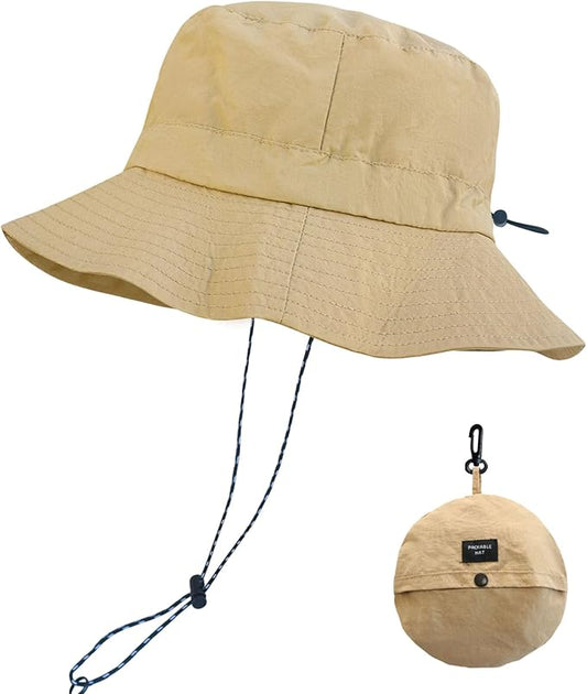 PFFY Packable Sun Bucket Hat for Men Women Outdoor UV Protection Sun Hats Waterproof Lightweight Hiking Outdoor Cap