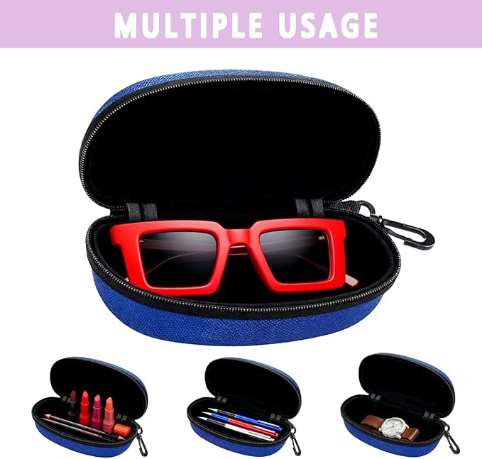 3pcs Sunglasses Case Box, Travel Zipper Hard Shell Eyeglasses Case Scratch Resistant Glasses Hook Glasses Organiser