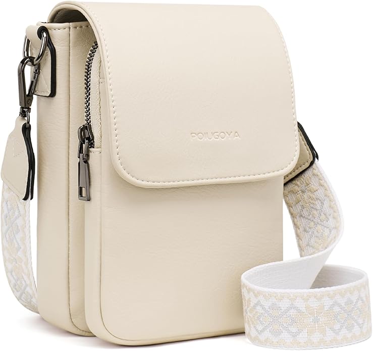 POIUGOYA Crossbody Bags for Women,Small Crossbody Purse with Triple Compartments,Cell Phone Wallet with Card Slots for Travel | Small