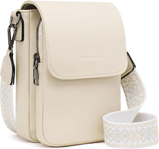 POIUGOYA Crossbody Bags for Women,Small Crossbody Purse with Triple Compartments,Cell Phone Wallet with Card Slots for Travel | Small