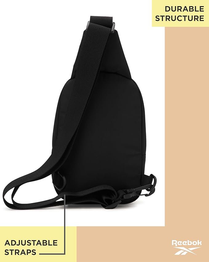 Reebok Unisex Crossbody Bag - Convertible Compact Durable Cross Body Bag for Women and Men - Gym and Travel Essentials, Size One Size, Berry Black