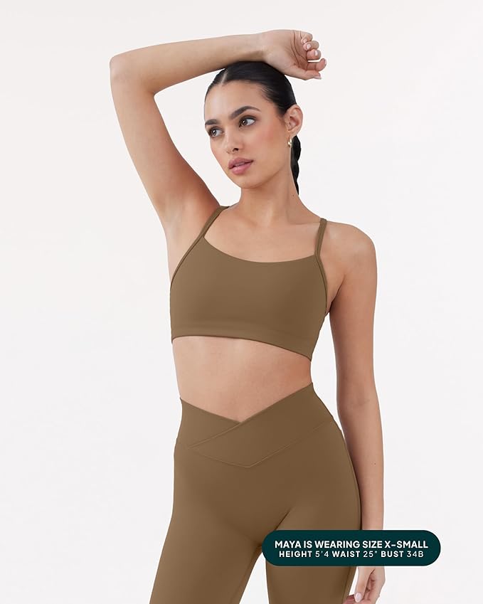 PAVOI ACTIVE Yoga Racerback Bras for Women - Buttery Soft Low Support Scoop Neck Y-Back Thin Strap Sports Bra - FlexFlow