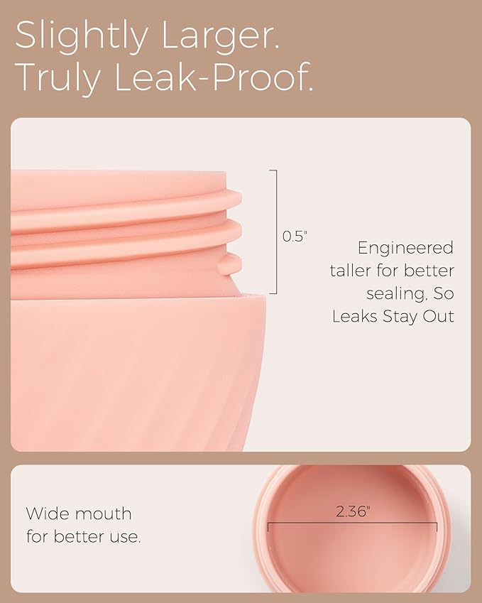 TakeToday Travel Containers for Toiletries, Leak-Proof, TSA Approved, Refillable Silicone Cylindrical Cream Jars with Lid for Cosmetic Toiletry, 3oz, 4 Pack, Apricot