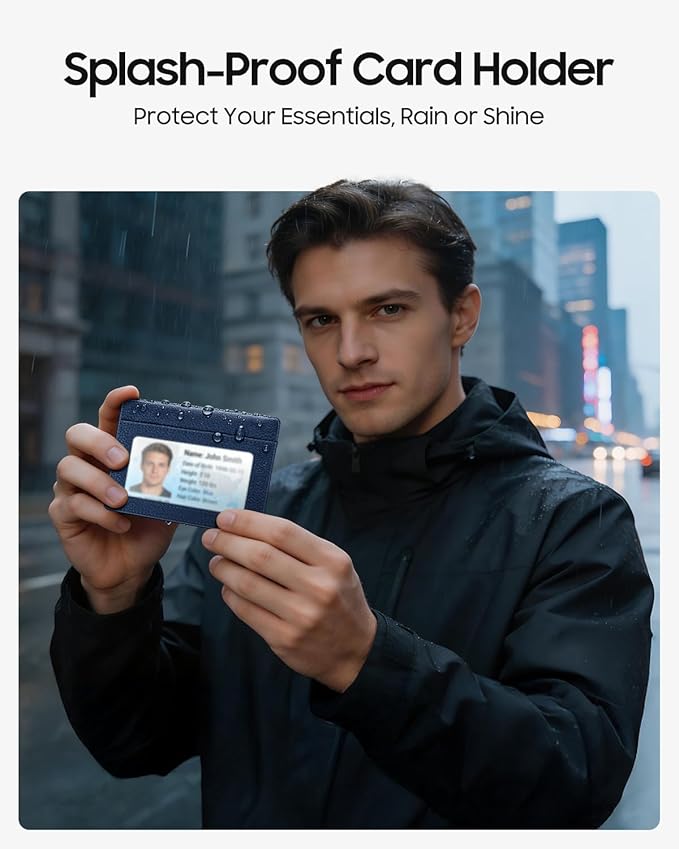 FINTIE Slim Minimalist Front Pocket Wallet, RFID Blocking Credit Card Holder Card Cases with ID Window for Men Women, Navy