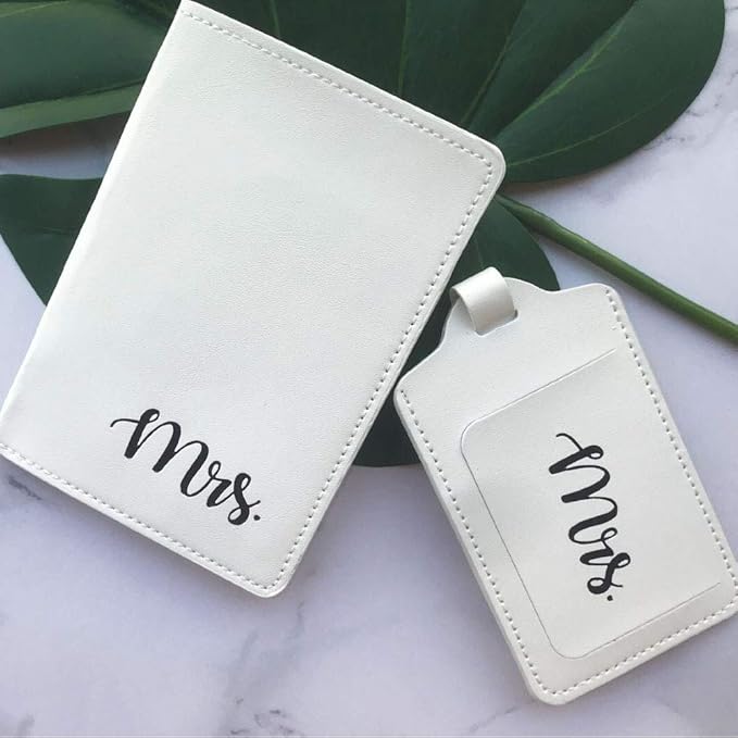 Mr and mrs Honeymoon Passport Wallets Travel Holder Set,Travel passport covers and luggage tags gift set for Wedding Bridal Shower Gift