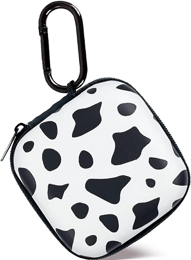 Earbud Case,Headphone Organizer Earbud Storage Bag, Hard EVA Shockproof Cover Carrying Case with Carabiner Clip Compatible with AirPods 4 AirPods Pro 2nd /3/2/1 Bose Galaxy Buds (Cow)