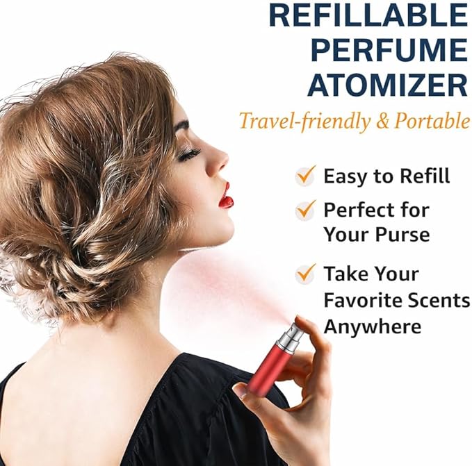 4 Pcs Refillable Perfume Atomizer, Travel Perfume Bottle Refillable and Leak-Proof, Portable Empty Cologne Atomizer, Mini Refillable Perfume Bottle for Pocket, Easy to Refill Decant Sprayer (5 ml)