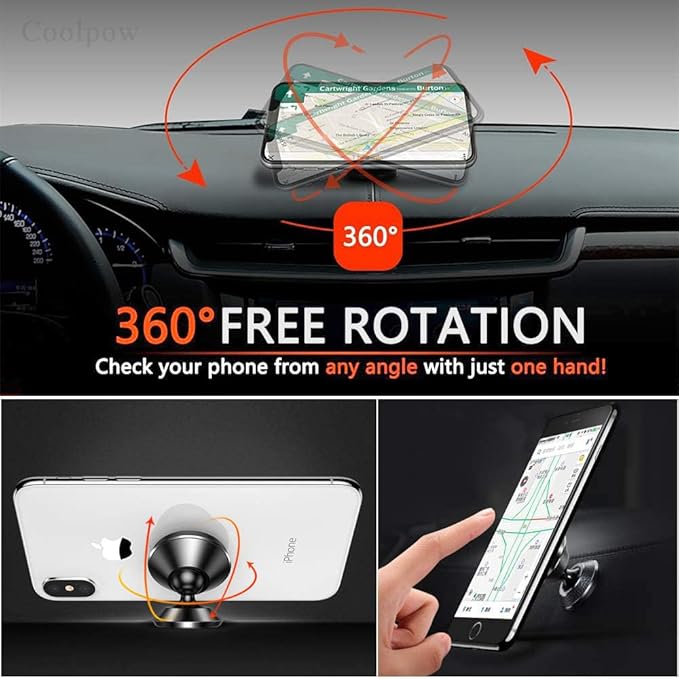 Coolpow【2 Packs Magnetic Phone Holder for Car【Strong Magnet】 Phone Holders for Your Car Phone Holder Mount【4 Metal Plate】 Universal Car Accessories for Women Men for iPhone Samsung Speakerphones