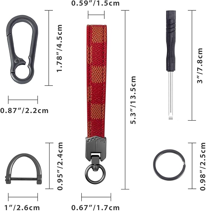 OHKYOOT Leather Car Keychain,Carabiner Clip Key Fob Keychain for Home Car Keys Women Men