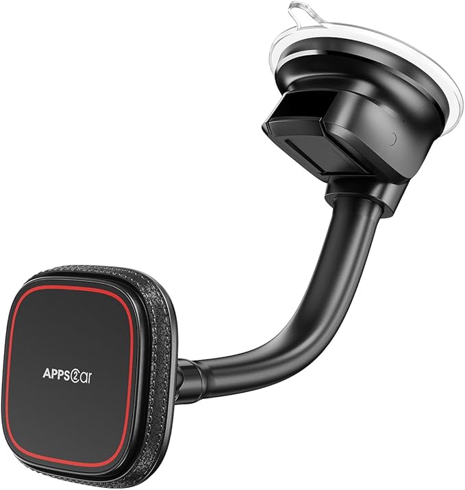 APPS2Car Upgraded for MagSafe Car Mount, Magnetic Car Phone Holder with 6.4'' Flexibile Gooseneck Arm, Suction Cup Holder for Windshield Window Dashboard, Fit for iPhones Smartphones
