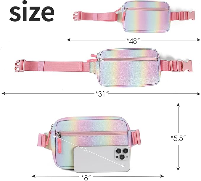 Fanny Pack Birthday Graduation Gifts for 7 8 9 10 11 12 13 Year Old Teen Girls Her Kids, Preppy Cute Trendy Stuff Colorblock Crossbody Bag Adjustable Belt Bags for Travel Essentials