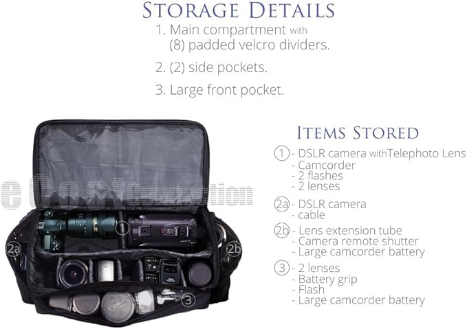 eCostConnection Extra Large Soft Padded Water Resistant Camcorder Equipment Gadget Bag/Case for Canon XA10, XA20, XA25, XH-G1s, XL2 and More Cameras Camcorders and DSLR