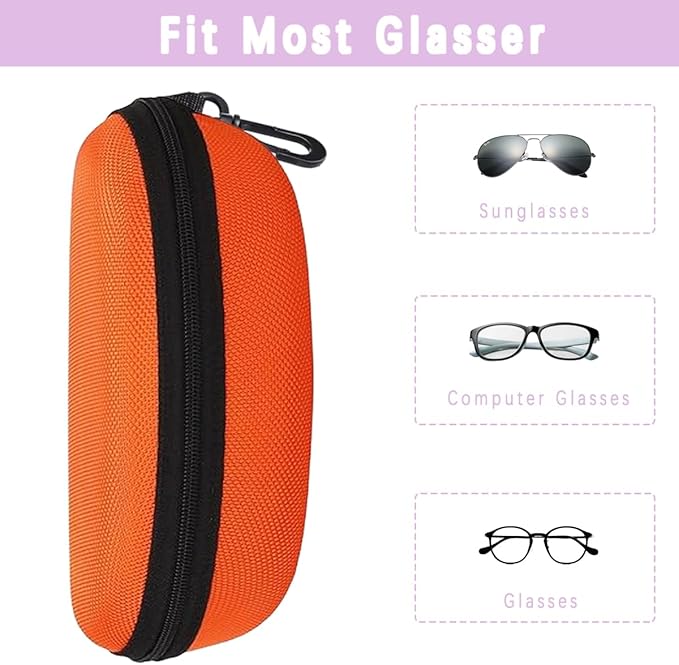3pcs Sunglasses Case Box, Travel Zipper Hard Shell Eyeglasses Case Scratch Resistant Glasses Hook Glasses Organiser