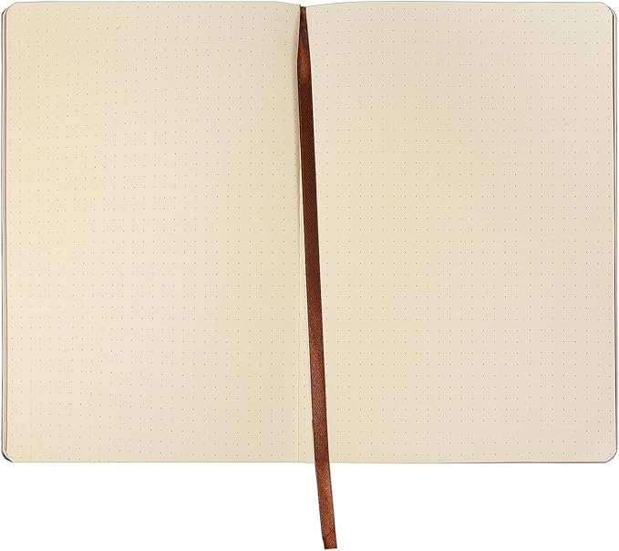 Fetinar 300 Pages Leather Dotted Journal Notebook,Softcover Leather Dotted Journal Notebook for Women Men,300 Pages Notebook for Travel,Business,Work,Office,School Note Taking,5.7'' X 8.3'',brown