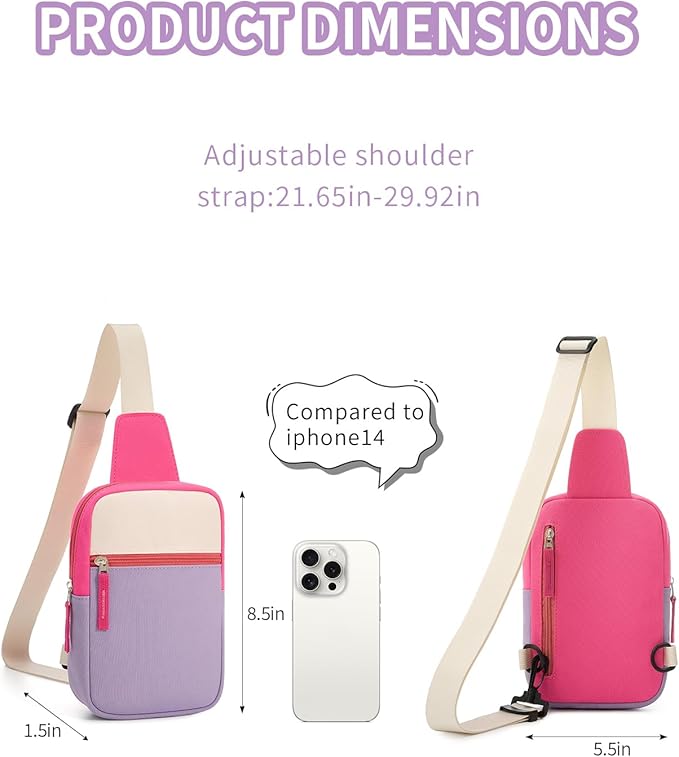 Birthday Gifts for 8 9 10 11 12 Year Old Teens Girls Kids, Fanny Pack Crossbody Bag Sling Belt Bags Purse, Dorm Travel Essentials for Girls Fashion, Preppy Tween Teen Girl Gift Trendy Stuff