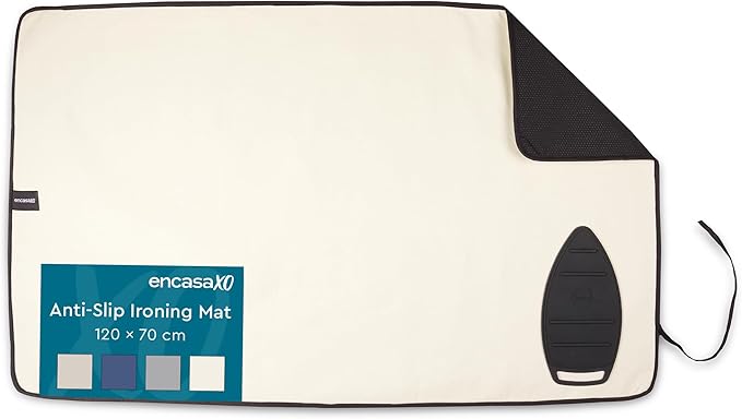 Encasa XO Ironing Mat/Pad Large 48"x28" with Padding, Anti-Slip, Silicone Iron Rest, Steam Press on Tabletop & Bed, Heat Resistant, Portable, Easy to Carry, Natural